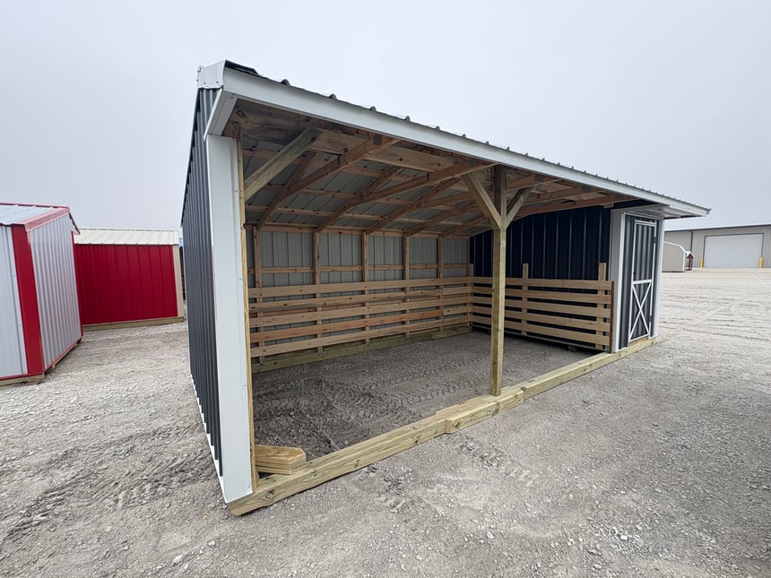 10x24 Metal Run-in Shed w/Tack Room #5930